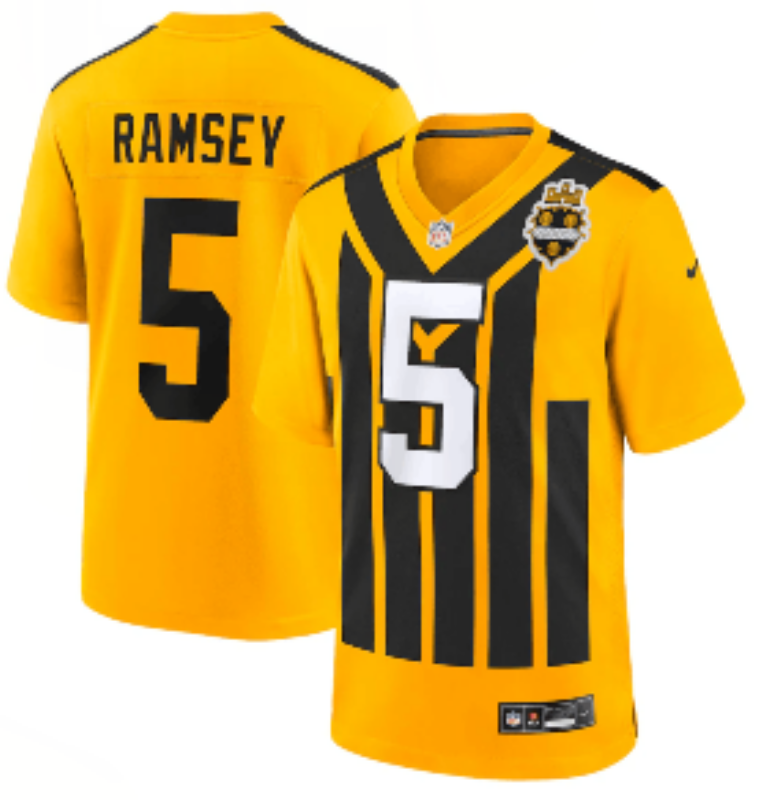 Men Pittsburgh Steelers #5 Ramsey Yellow Retro 2025 Nike Limited NFL Jersey style 003->detroit tigers->MLB Jersey